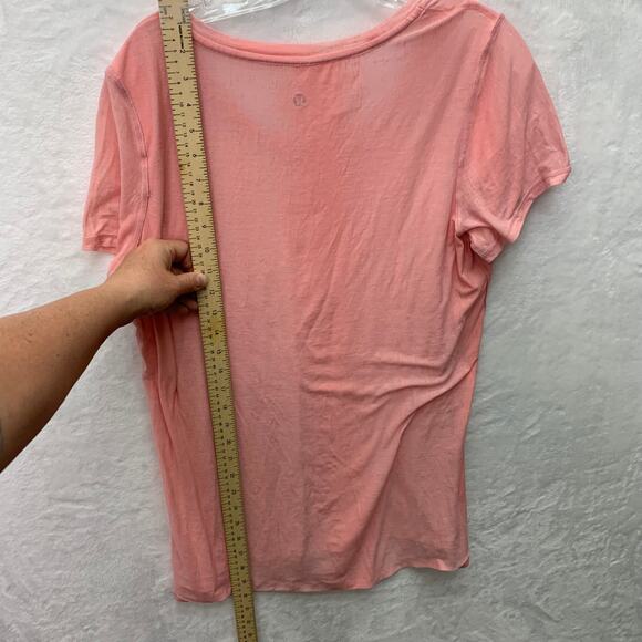 Lululemon Womens Large Light Pink Scoop Neck Burnout Tee Unmarked Size - Picture 5 of 7